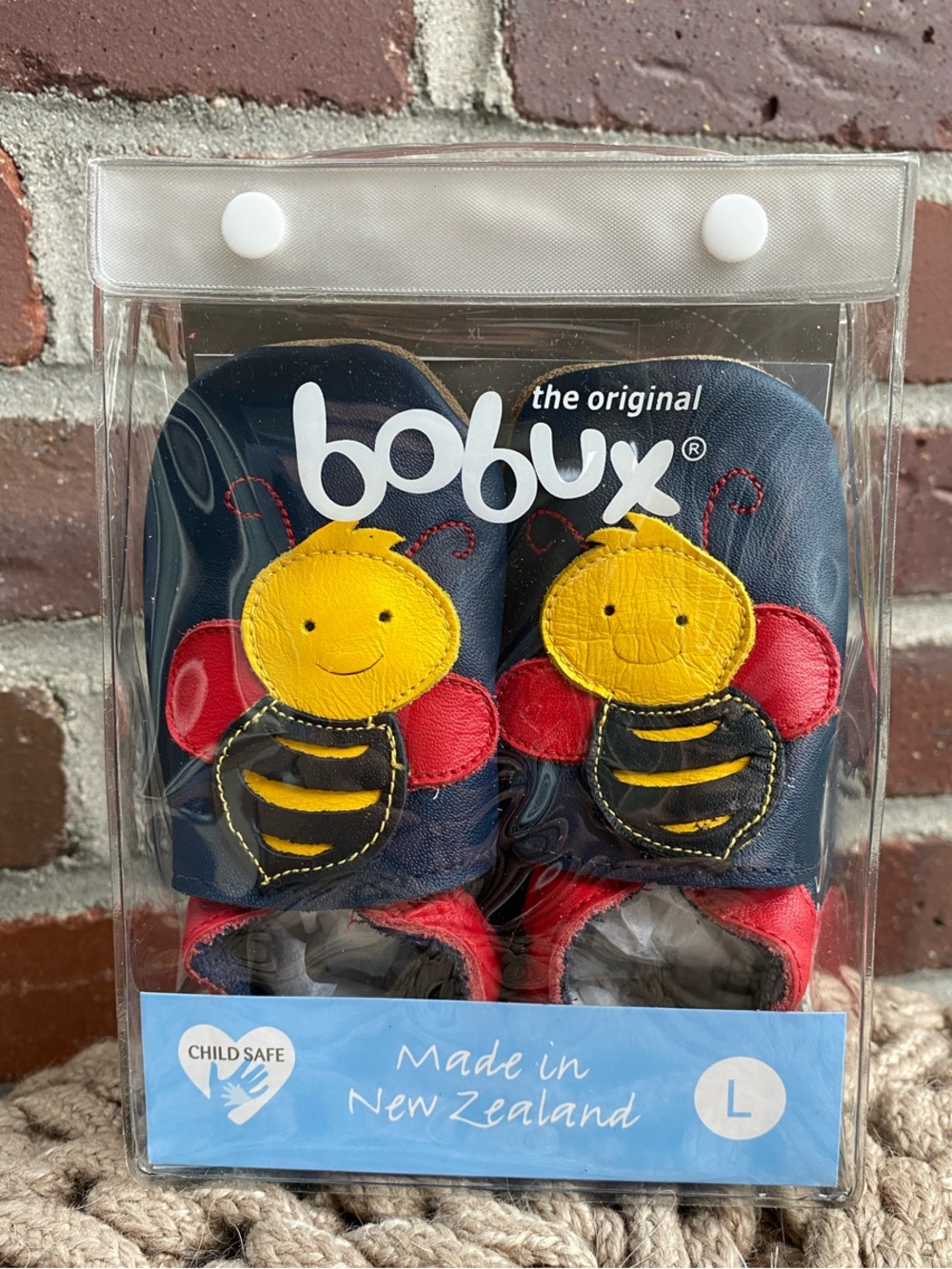 Bobux Navy Red Yellow Bee Leather Baby Shoes